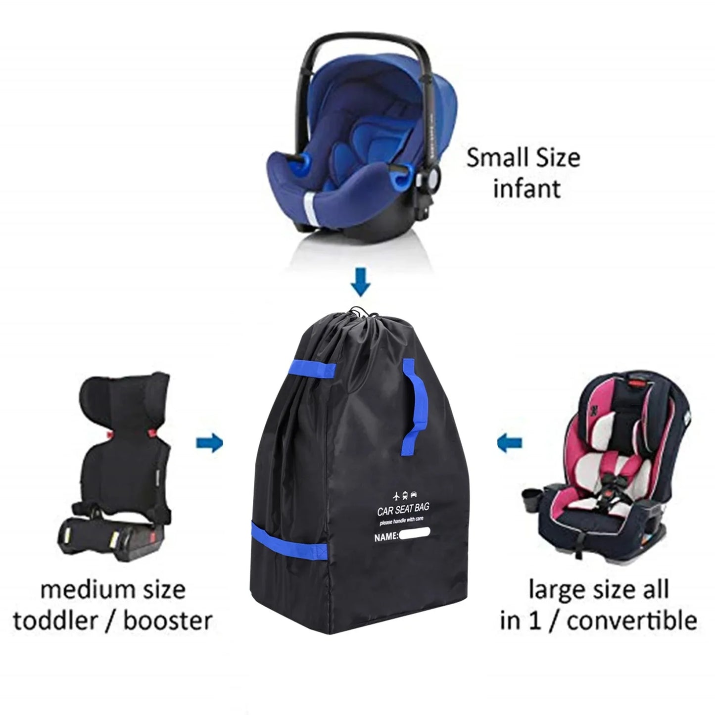 Car Seat Bag Backpack Universal Infant Carseat Storage Bag for Airplane Gate Check Large Durable Carseat Travel Bag with Straps