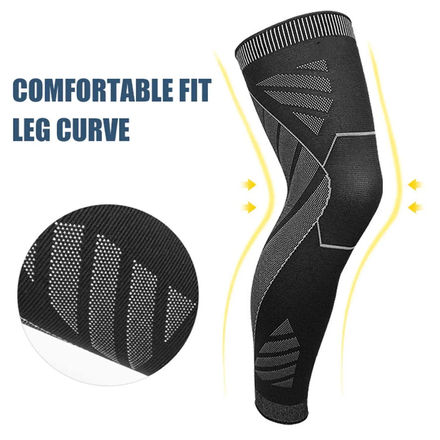 1/2Pcs Sport Full Leg Compression Sleeves Knee Brace Support Protector for Weightlifting Arthritis Joint Pain Relief Muscle Tear