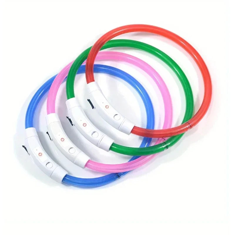 Led Luminous Dog Collar Rechargeable Cat Collar 3 Modes Anti-lost Night Collar Pet Supplies Suitable For Large Medium Small Dogs
