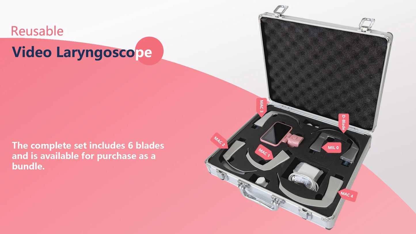 3.5" Touch Screen Video Laryngoscope for Anesthesia, 6 Blades Optional & Customizable Combination
