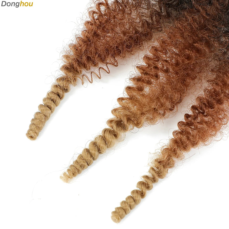 Donghou Ombre Blonde Ginger Afro Twist Hair 350 1B 30 27 613 Bug Colors Springy Twist Braiding Hair for Soft Locs Marley Braids