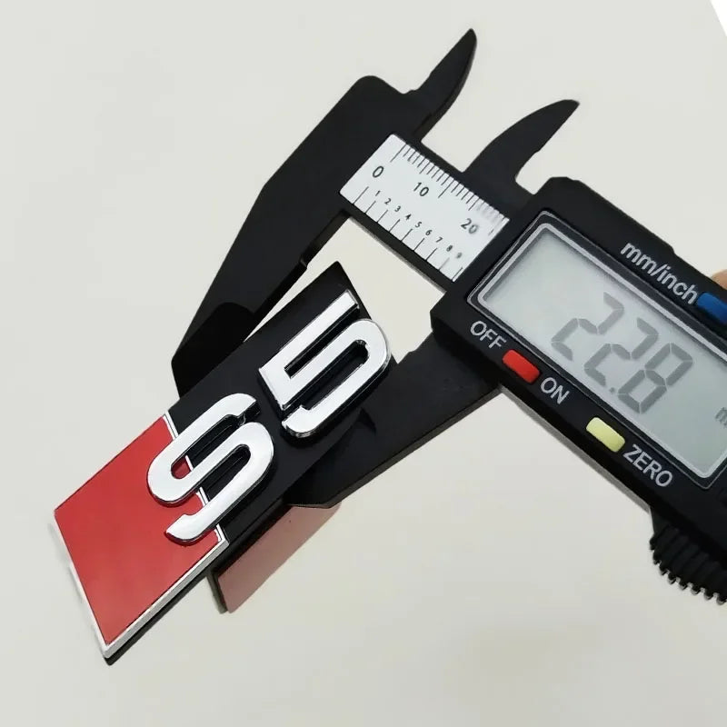 1pcs ABS Car Front Grill Badge For Audi S 3 4 5 6 7 8 Auto Styling caR Sticker Chrome Black Logo S3 S4 S5 S6 S7 S8 Emblem