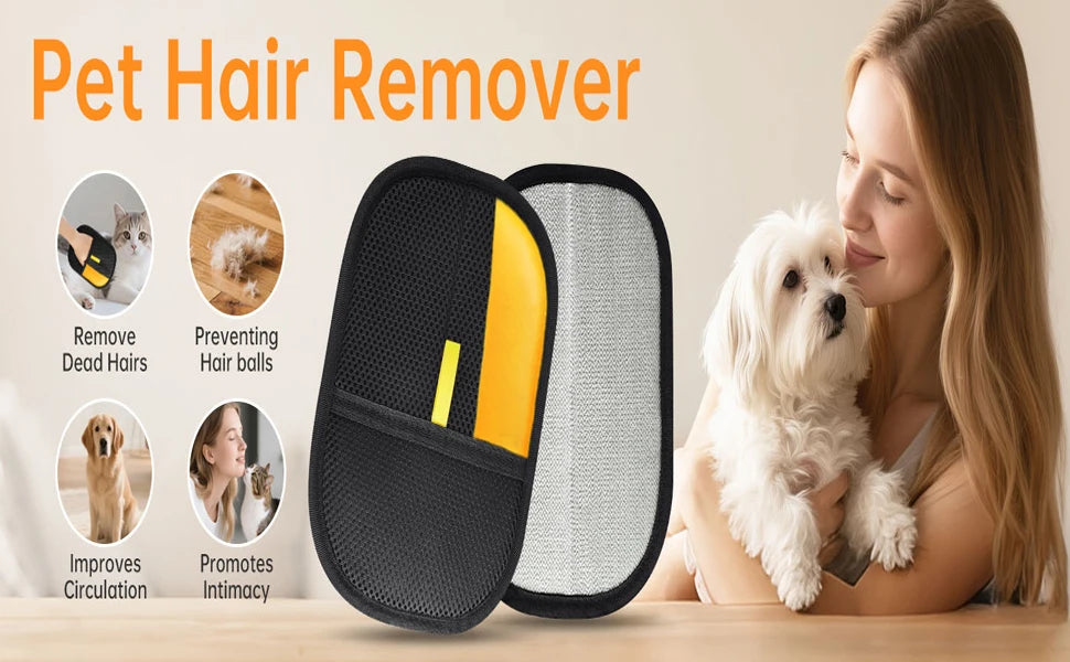Reusable Cat Grooming 3pcs Gloves Electrostatic Pet Hair Removal Mitts Cat Hair Remover Brush Sticking Device Home Hair Scraper