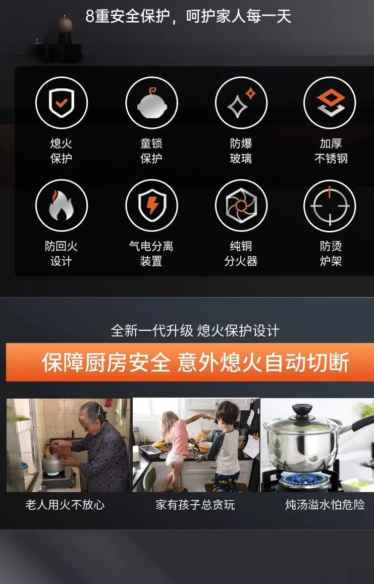 Single Gas Stove Household Fierce Flame Desktop Embedded for Natural Gas and LPG