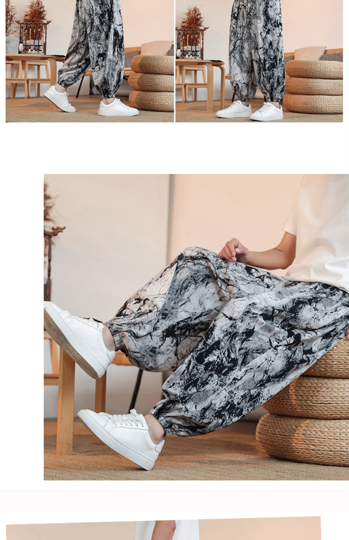 Summer Men Wide-leg Pants Male Retro Harem Pants Mens Hiphop Streetwear Harajuku Style Casual Pants Women Jogging Trousers