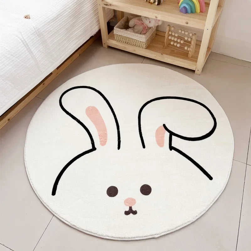 Rainbow cartoon Round Carpet Bedroom Animal Non-slip bedside area carpet Soft plush children's play mat Comfortable home decor