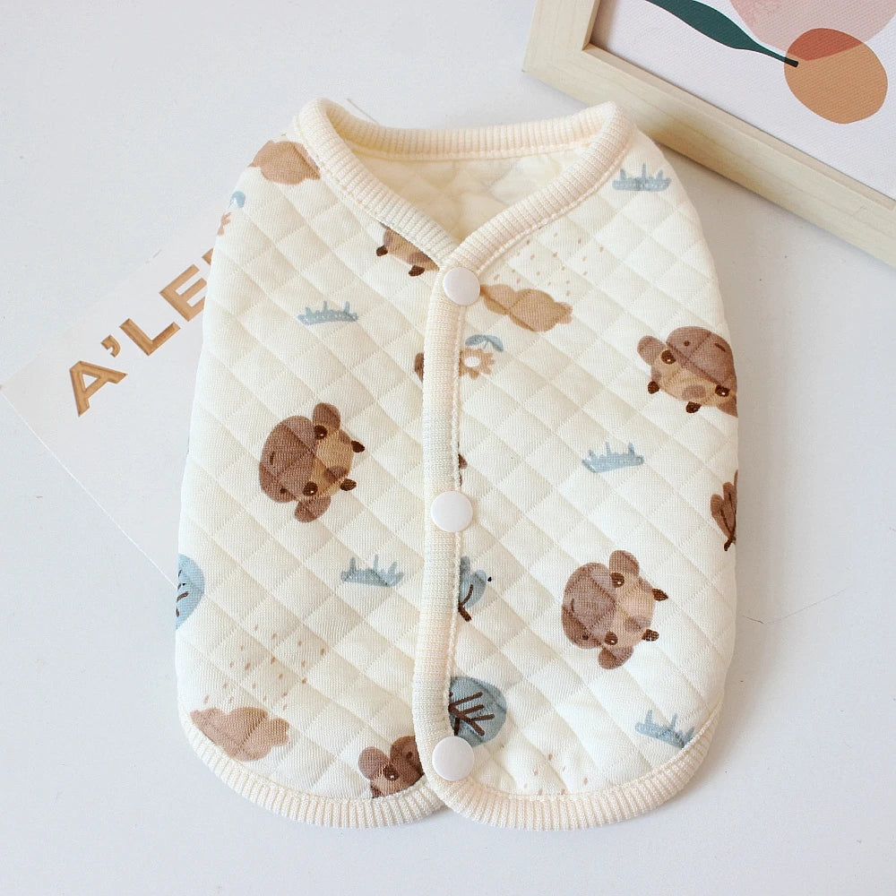Cotton Pet Open Cardigan For Small Medium Dogs Cats Winter Warm Dog Clothes Teddy Bichon Cute Dogs Vest Pet Apparel