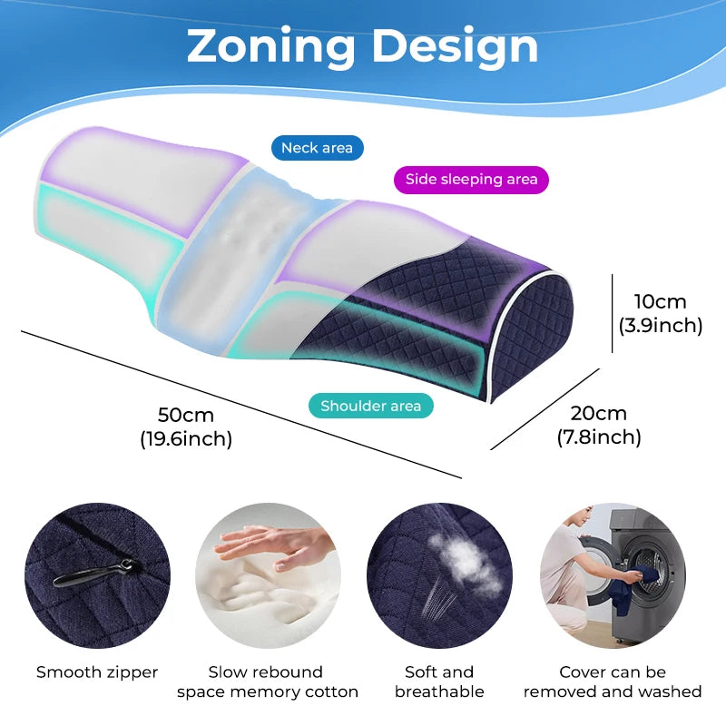 Contour Neck Support Sleeping Pillow, Breathable Washable, Ideal for Every Sleeper