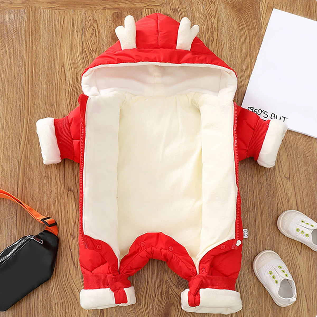 Toddler Kids Winter Rompers,Girls Down Cotton Jacket,Fleece Hood Jumpsuits,Winter Children's Overalls,Boys Snowsuits with Pocket