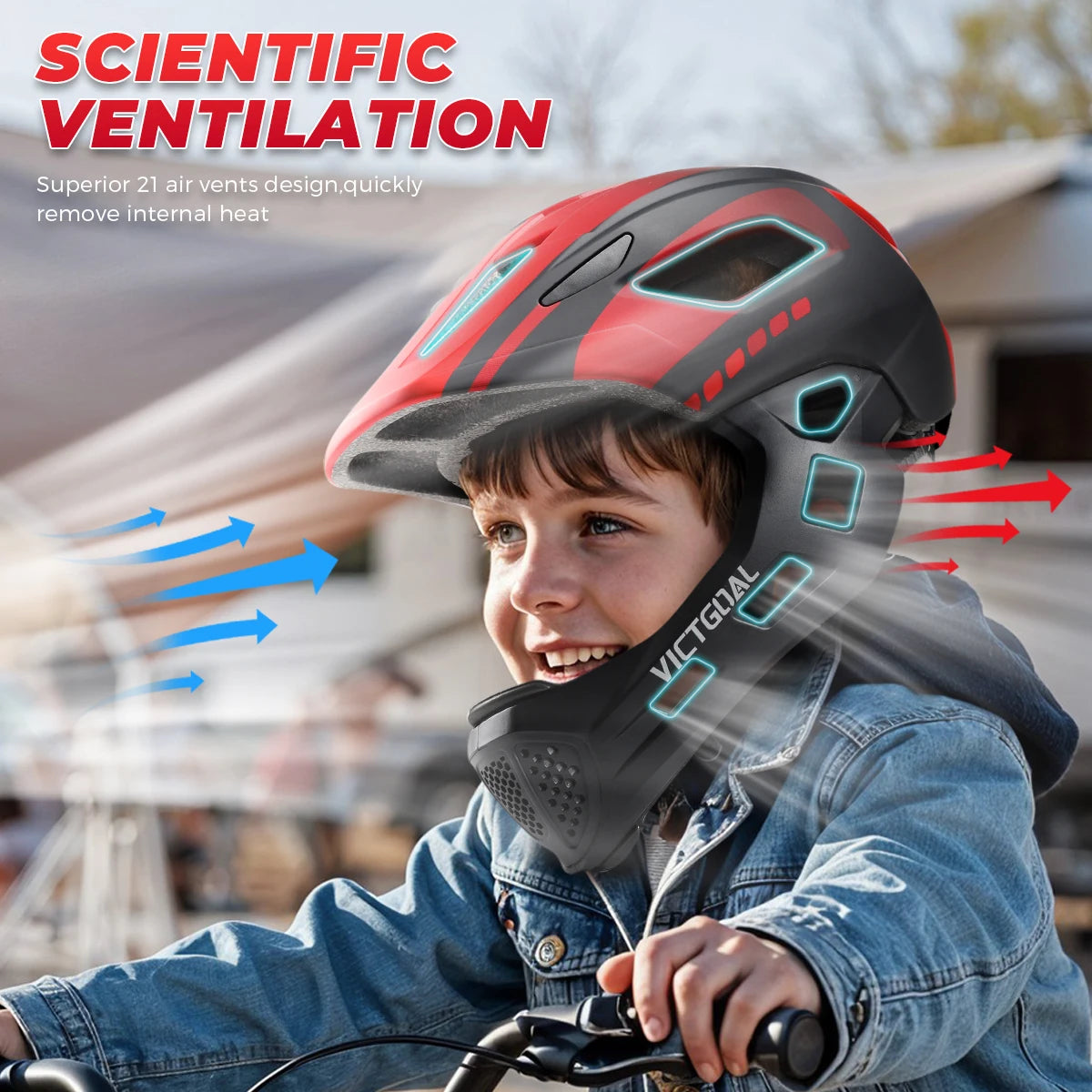 VICTGOAL Kids Detachable Full Face Bicycle Helmet Child Sports Safety Cycling Protection for Balance Bike Roller Skating Caps