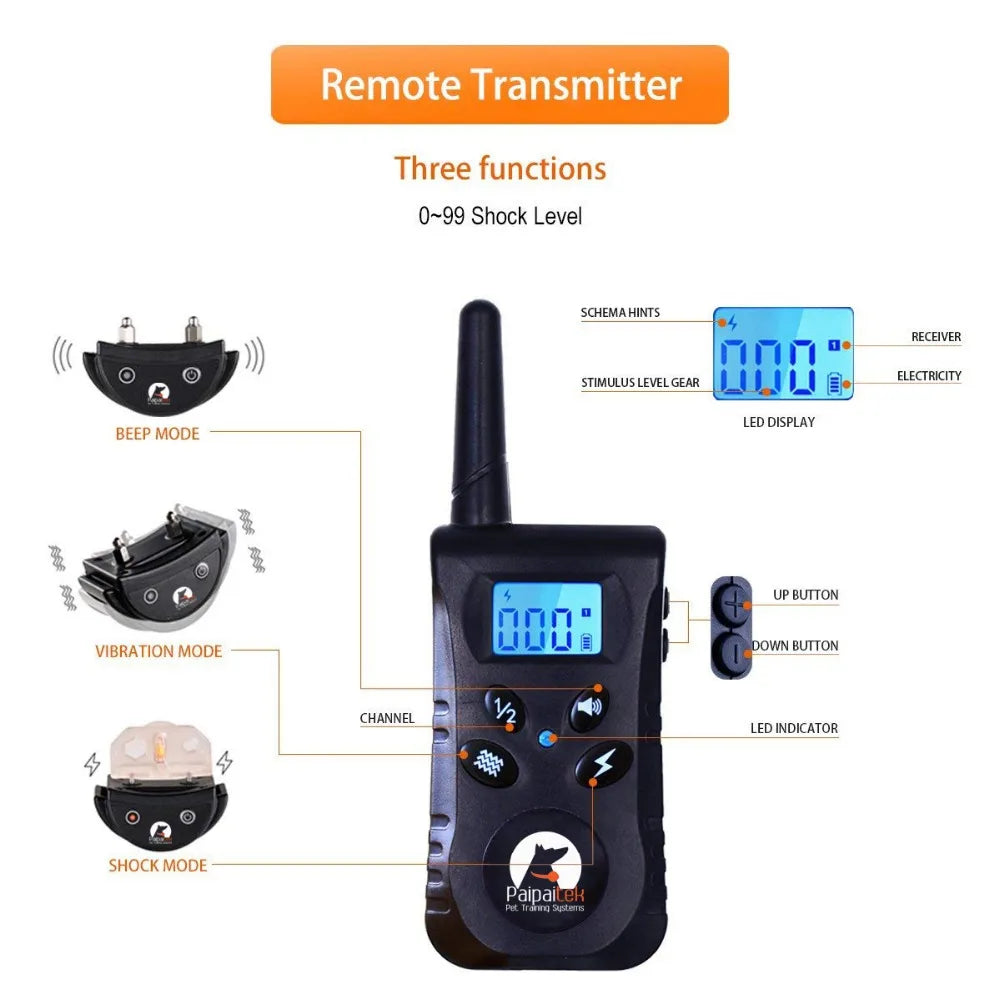 Paipaitek 500yd Dog Training Collar Anti Bark Shocker for S/M Dogs Electric Dog Collar With Remote Rechargeable Waterproof