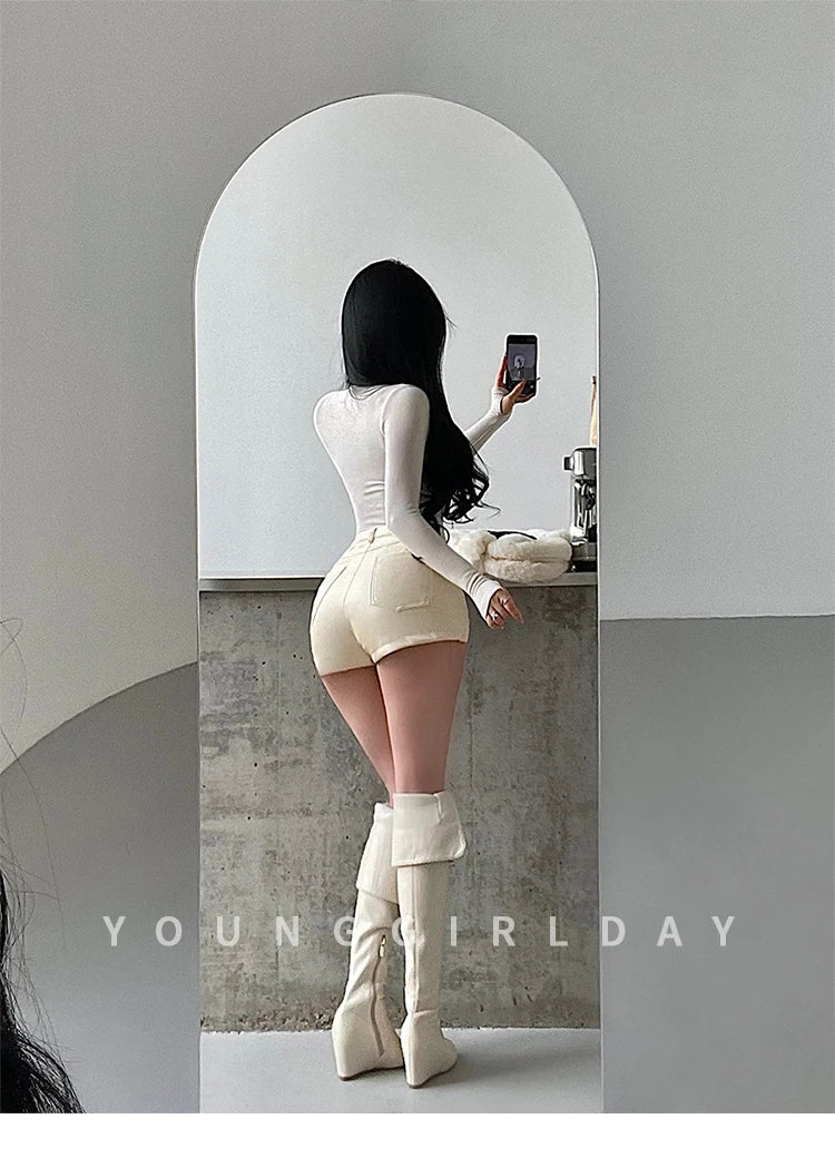 Sexy High Waist PU Leather Shorts Women's Tight Fit Hot Pants Long Legs Enhancing Hip Shape Arc Design Daily Wear Shorts