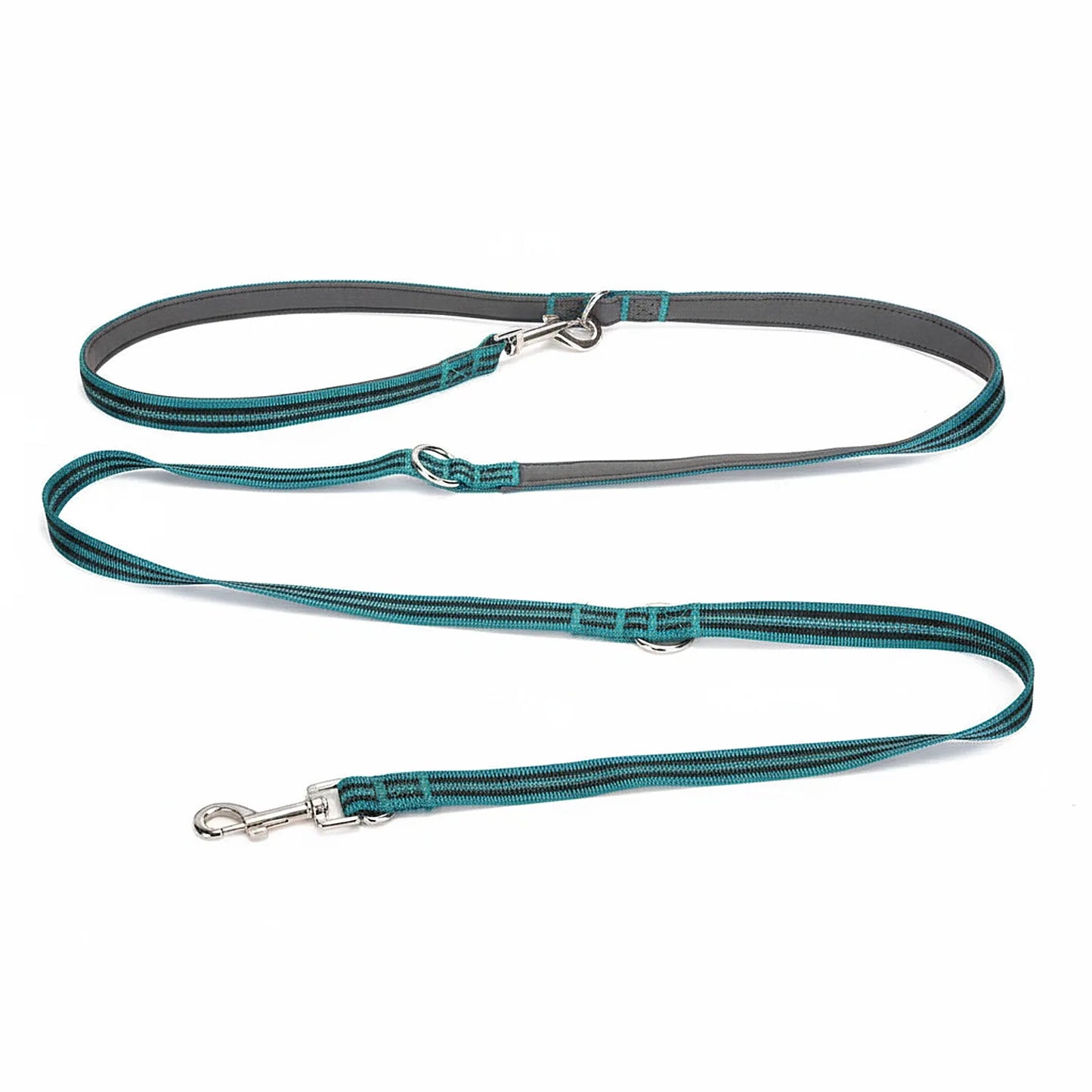 Crossbody Dog Leash Versatile Crossbody Waist Leash with 3 Rings Puppy Walking Leash Reflective Nylon Multifunctional Pet Rope