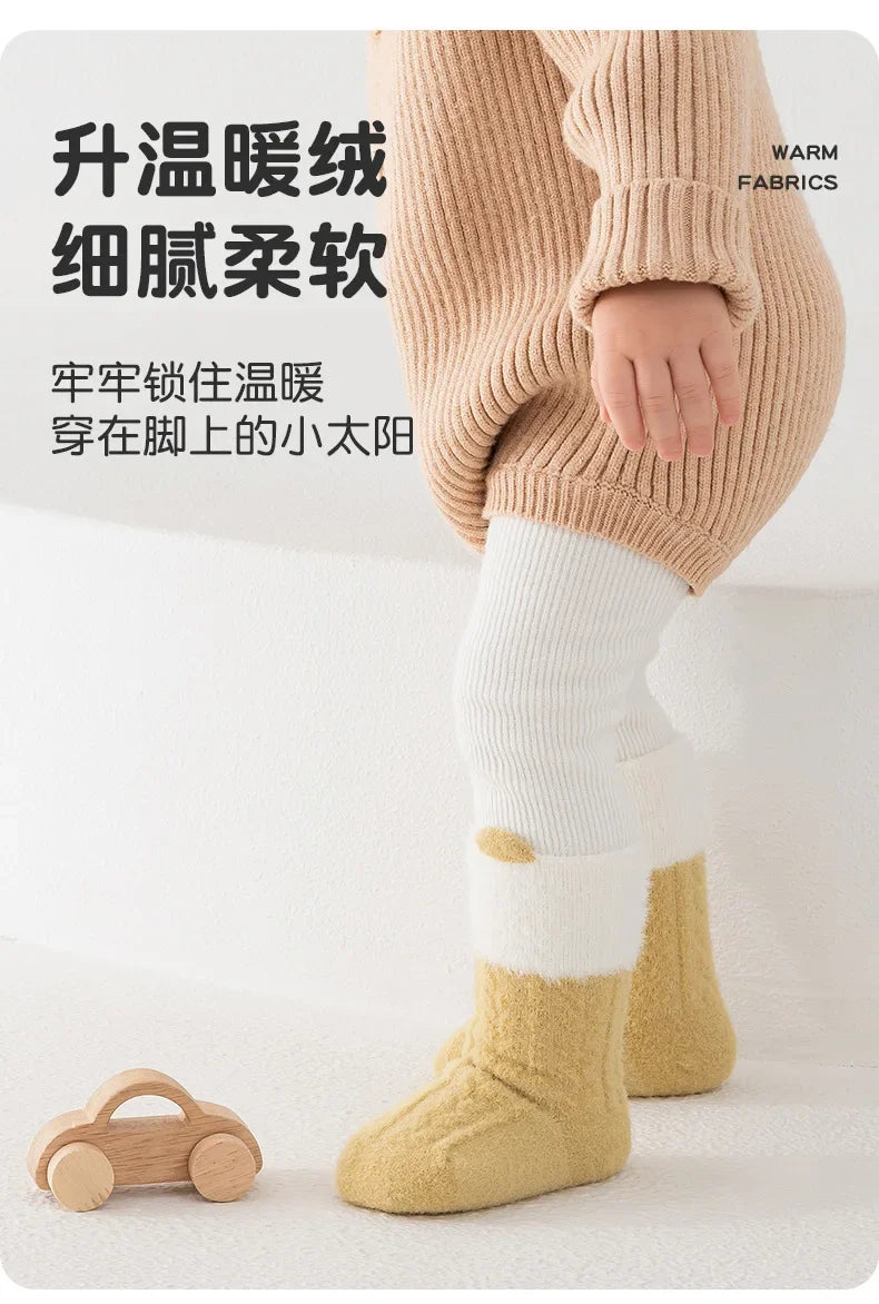 Autumn Winter Baby Socks Fleece Thickened Newborn Children Socks Warm Mid-Tube Kids Socks For Boys And Girls Baby Clothing Gifts