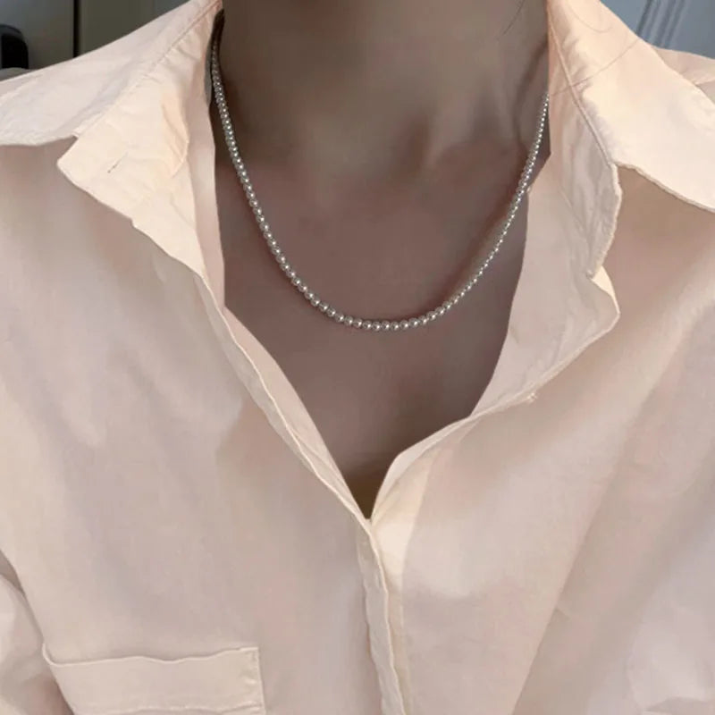 White Imitation Pearl Choker Necklace Elegant Big Round Pearl Wedding Necklace for Women Charm Fashion Jewelry Gifts