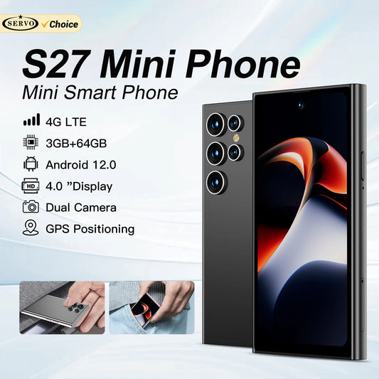SERVO S27 Mini Android OS Cute Smartphone 4G LTE 3GB+64GB Play Store GPS WiFi Face ID 4.0"  Small Smart Phones Dual SIM Standby