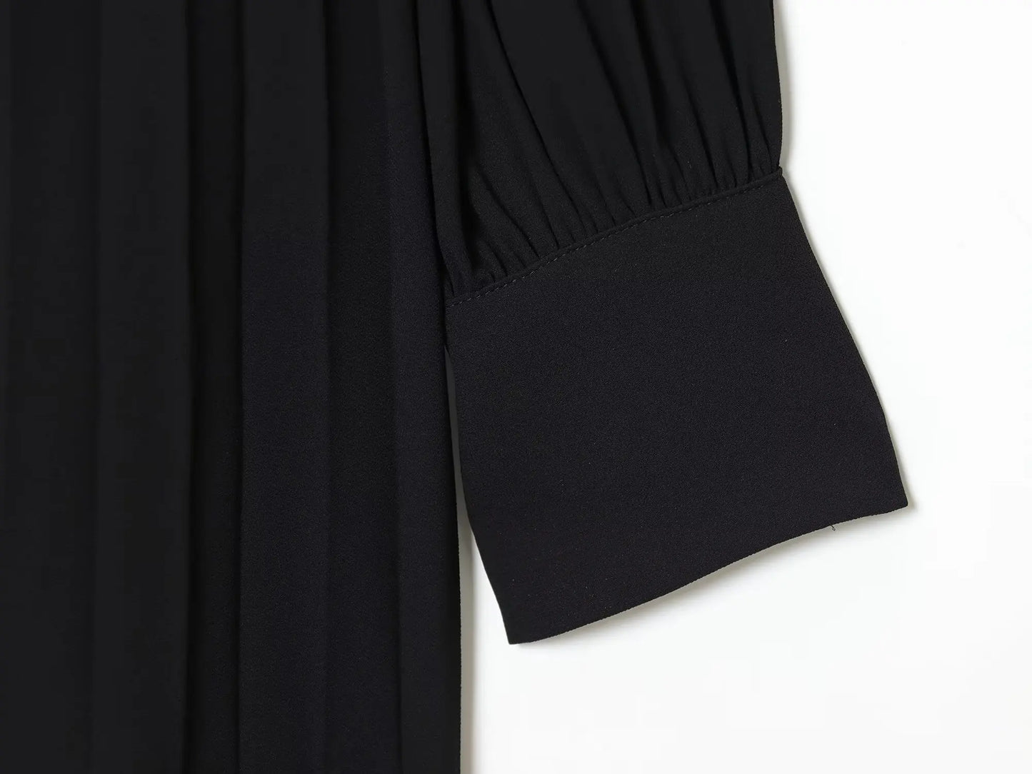 BSAY Autumn New 2025 Women's Lantern Sleeves Round Neck pleated Solid Color Fashion Casual Dress Short Skirt