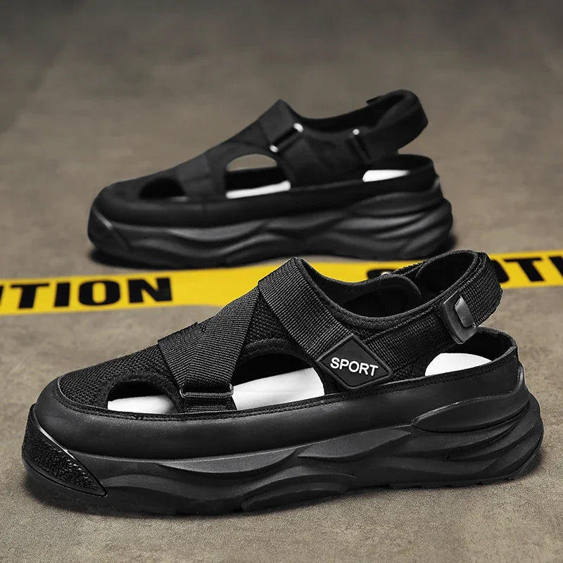 2025 NEW Height Platform Street Male Shoes Non-slip Thick Soled Sports Slides Light Outdoor Hiking Shoes Summer Men's Sandals