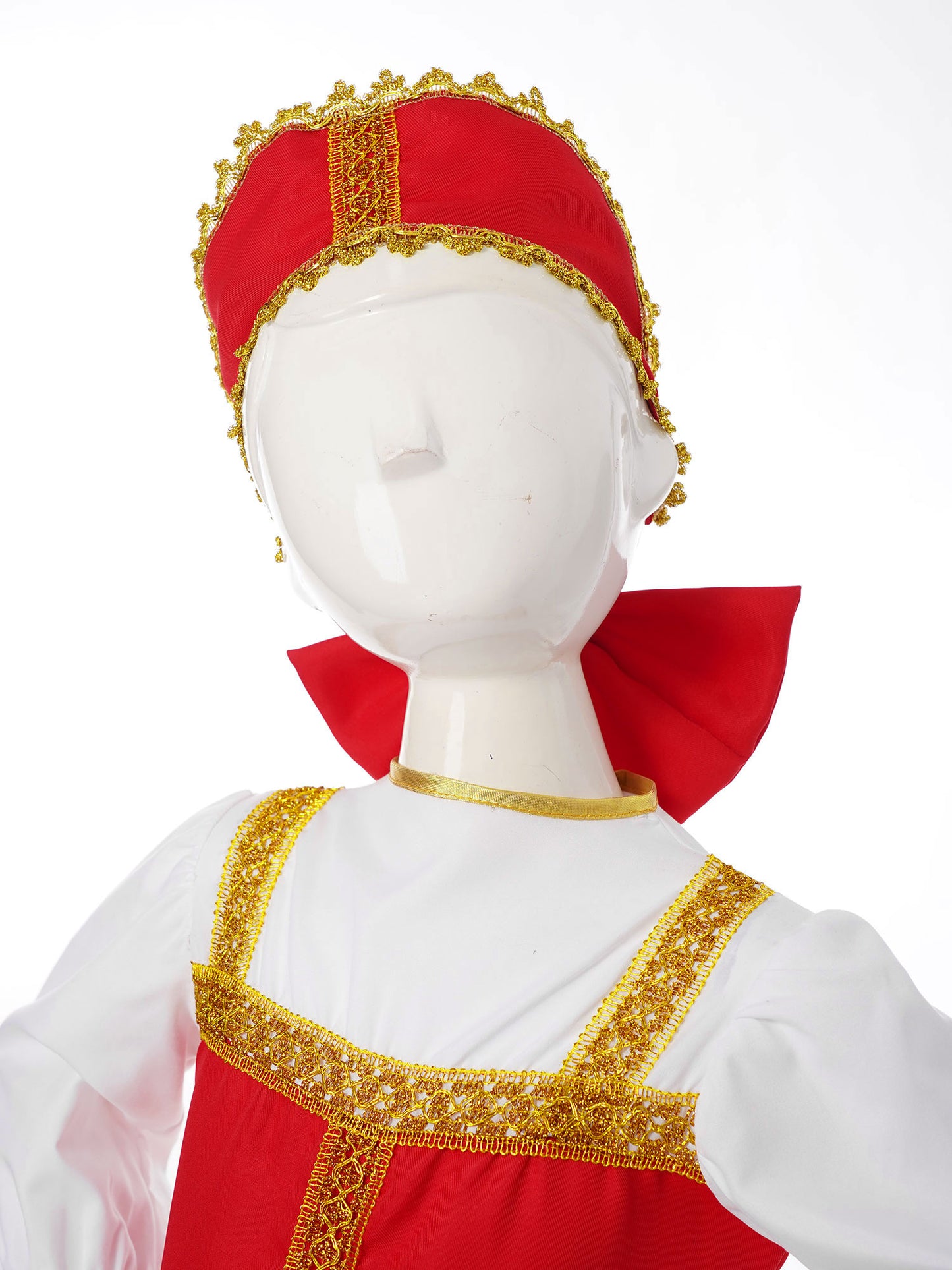 Kids Girls Russian Traditional Dance Costume Halloween Cosplay Festive Party Outfit Russian Fancy Dress with Headpiece Set 2-8Y