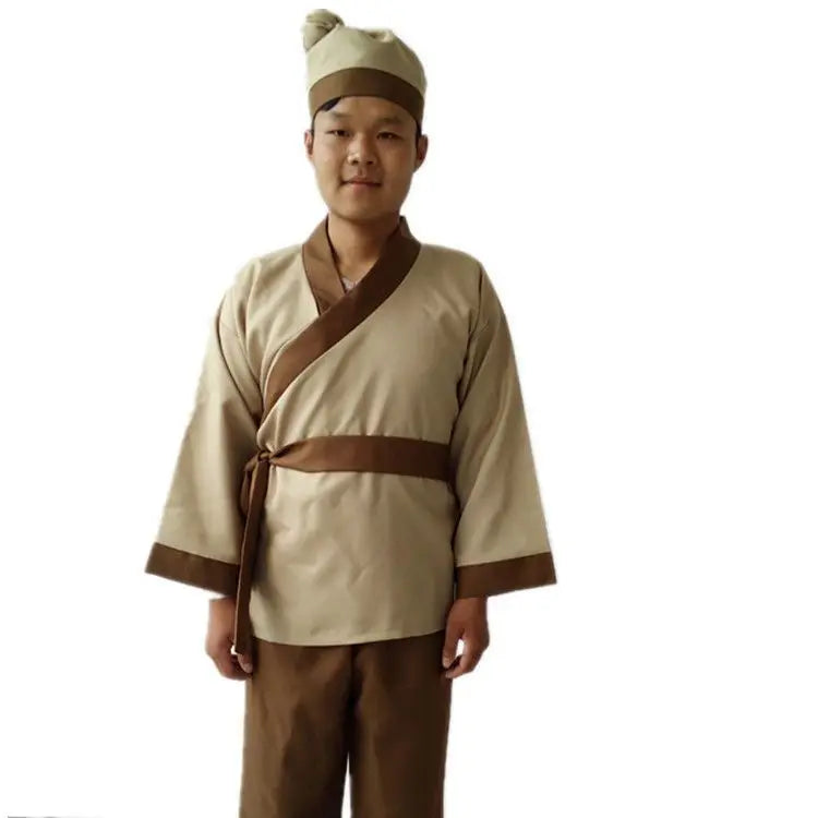Halloween Ancient Chinese Costume for Men Servant Farmer Hanfu Adultchinese Clothes Male Performance Stage Mens Hanfu Cosplay