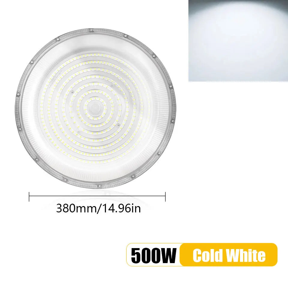 LED UFO High Bay AC85-265V 50W-600W Industrial Lighting Ceiling Light Market Warehouse Garage Gym Factory Sewing Machine Light
