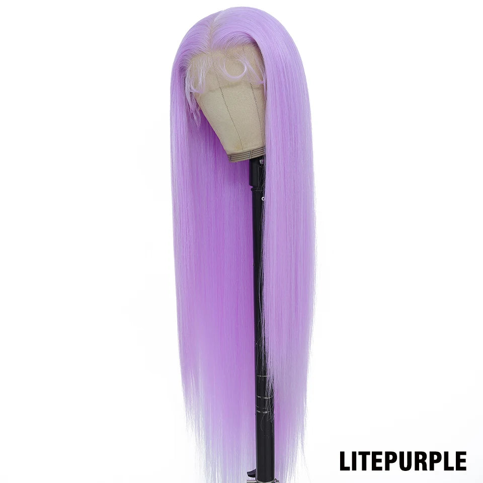 Highlight 13x6 Synthetic Lace Frontal Wigs For Women 40 Inch Long Silky Straight Lace Front Wigs High Quality American Afro Wigs