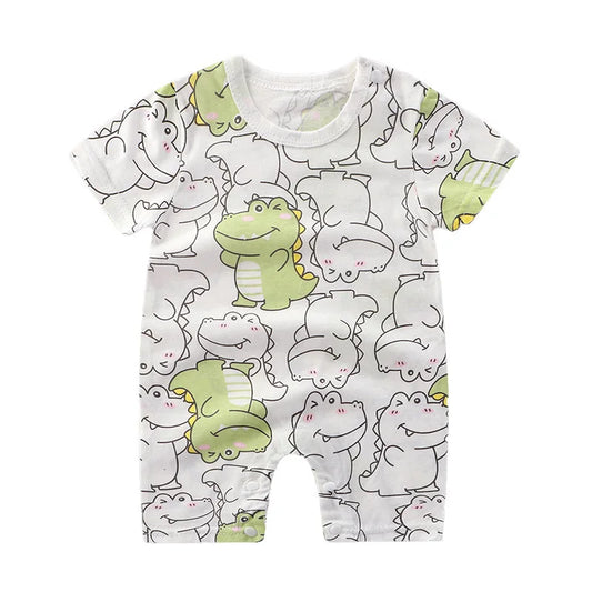 Breathable Cotton Baby Cartoon Jumpsuits, Short Sleeve Bodysuit for Newborn Infant Boys Girls Rompers of Crawling Clothes