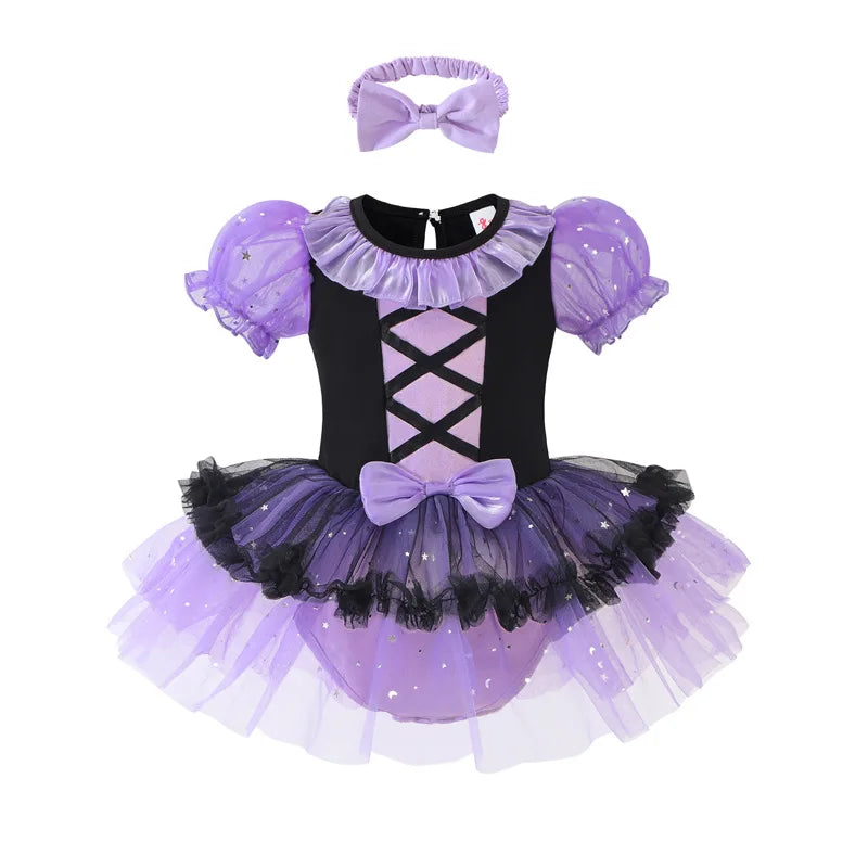 Baby Girls Belle Princess Outfit Anna Elsa Infant Baby Dress Kids Romper Witch Halloween Cosplay Clothes Birthday Costume Dress