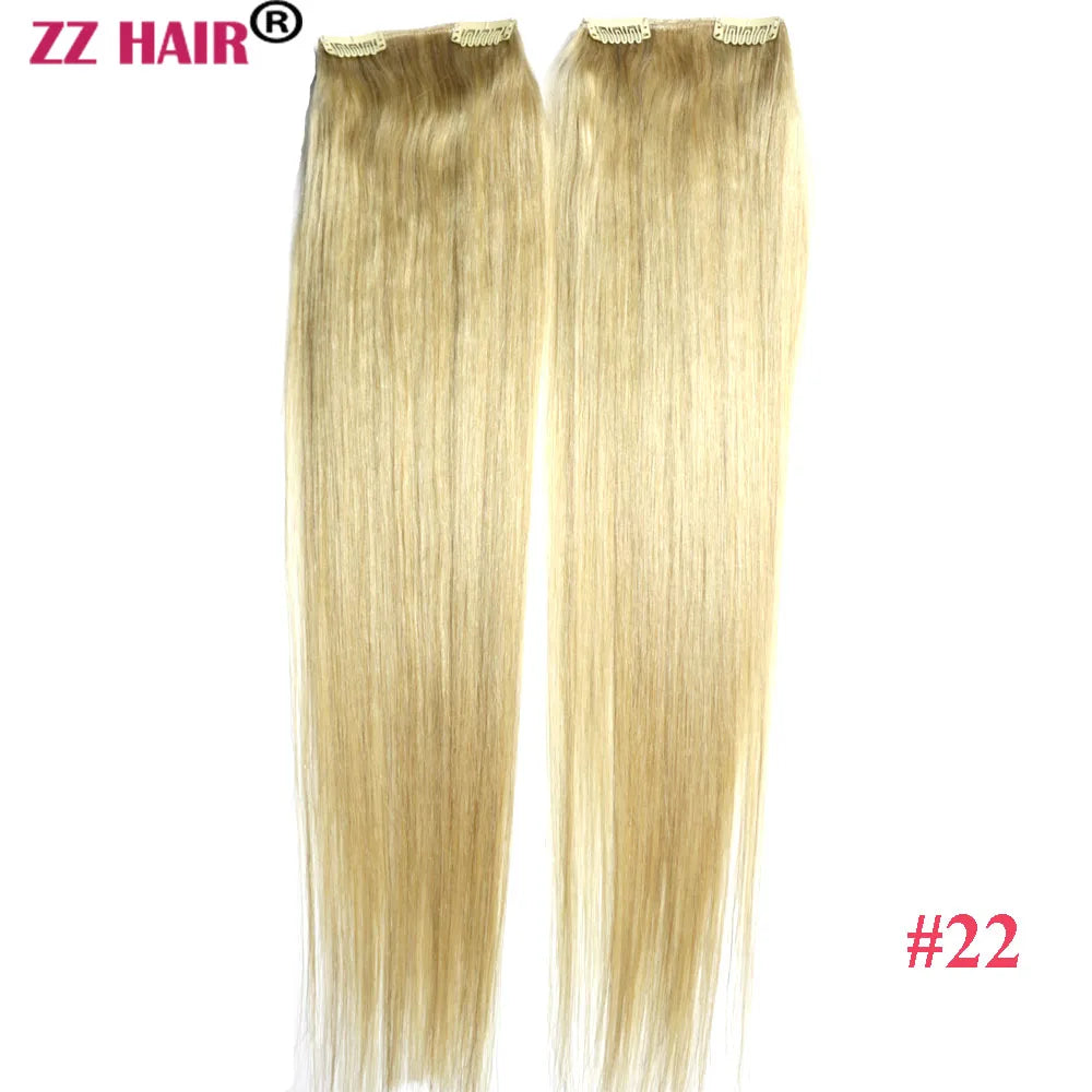 ZZHAIR 100% O Brazilian Human Remy Hair Extensions 16"-24" 2pcs Set 70g 80g Clips-in Two Pieces 2x10cm Natural Straight