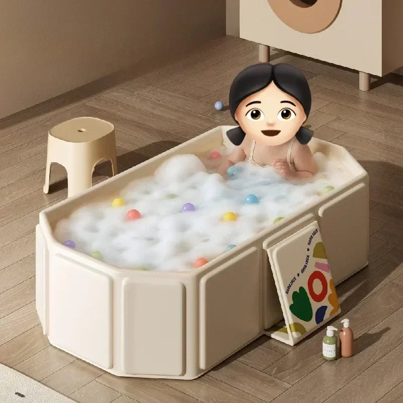 Durable Baby Bathtub Foldable Infant Bath Basin Thickened Large Portable Hot Tub with Shower Function for Home Travel Car Use