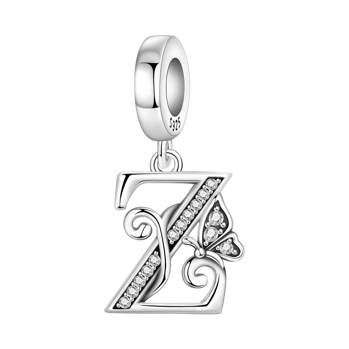 2026 New 925 Sterling Silver Zircon Scroll Grass Pattern 26 Letter Bead Charms for Women Fit DIY Bracelet Necklace Jewelry Gift