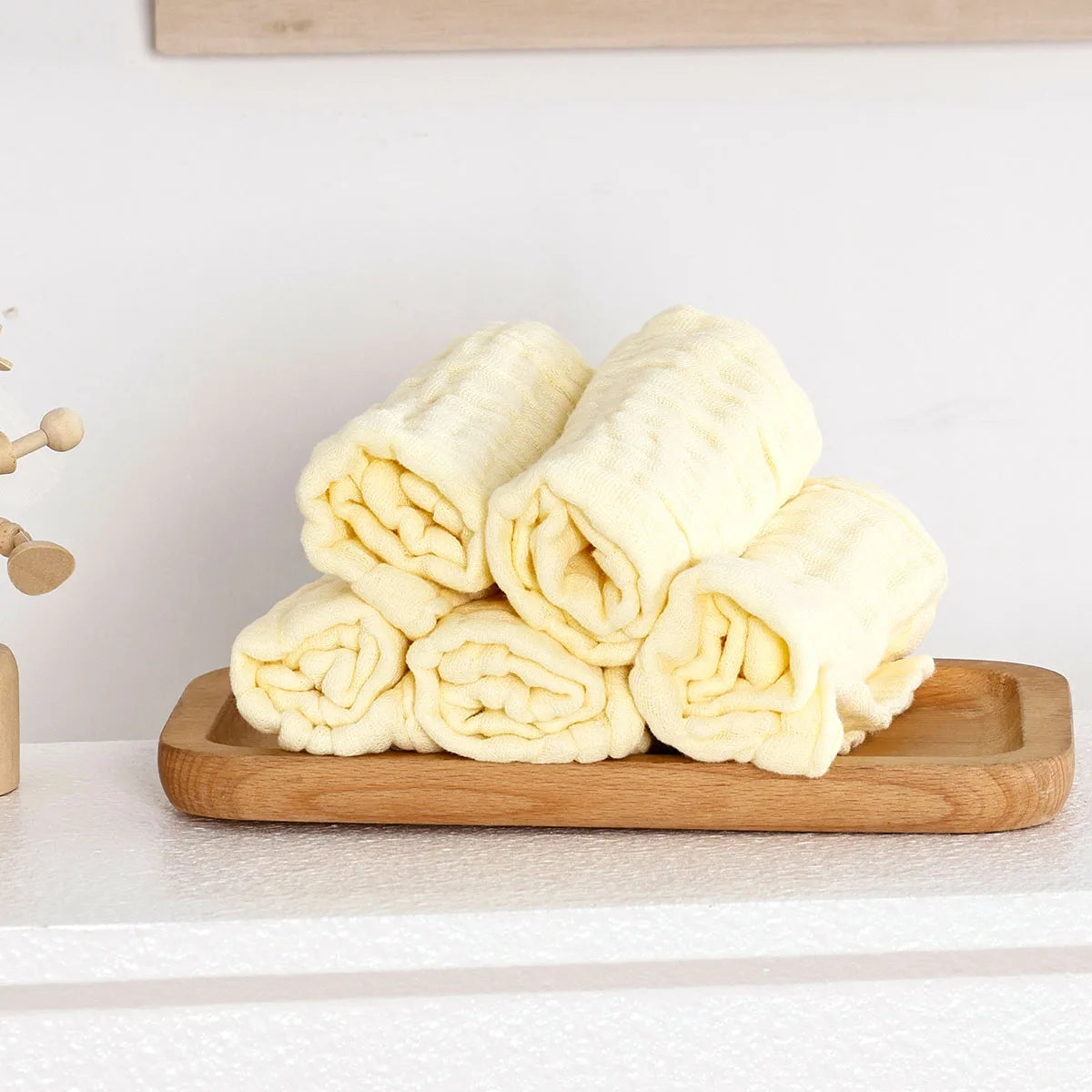 Soft Cotton Gauze 5PCS Baby Face Towel Set Solid Color Burp Cloth Handkerchief Feeding Wash Cloth Wipe