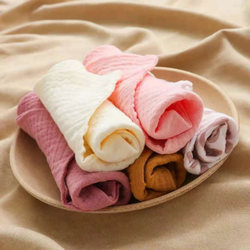5 Pcs Baby Cotton Square Towel Infant Hand Face Washcloth Handkerchief Muslin Cloth Feeding Bib Burp Cloth Saliva Towel for P31B