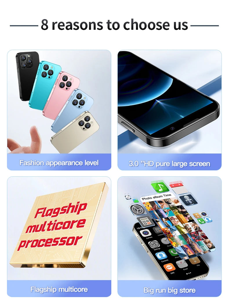 SERVO 16SE Ultra Mini Pocket Smartphone 16GB ROM 3G WCDMA Android 9.0 WiFi Dual SIM Face Unlock Play Store 3.0" Screen Cellphone
