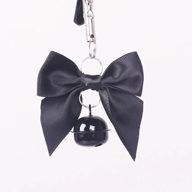 SM Flirting Toy, Nipple Clip with Bell and Bow Knot, Metal Nipple Clip, Nipple Clip with a Little Bel