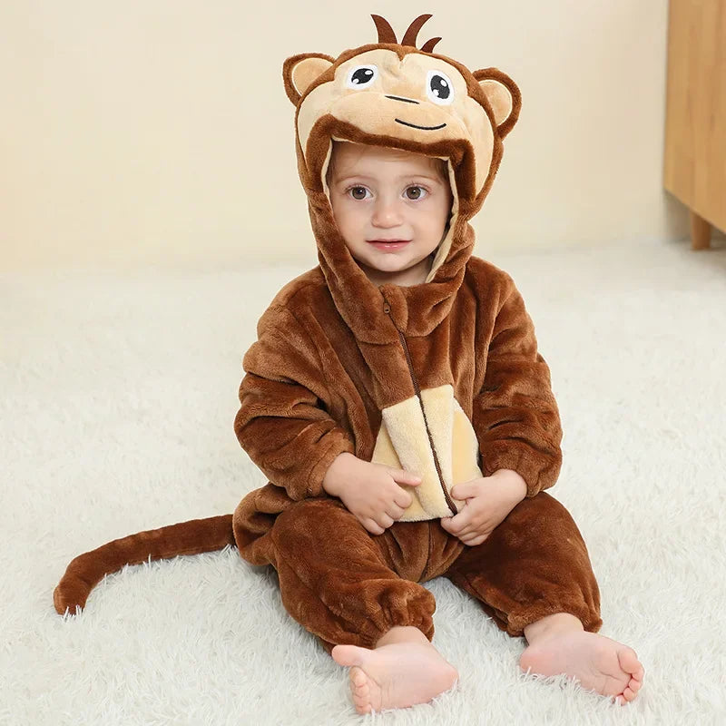 Newborn Baby Deer Animal Cartoon Romper Clothes Girls Pajamas Long Sleeve Hooded Onesies Infant Boys Costumes For Christmas