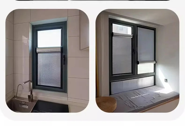 Double Sided Aluminum Foil Sun Block Curtain Retractable Heat Insulation Roller Blind Anti-UV Heat Insulation Window Sunscreen