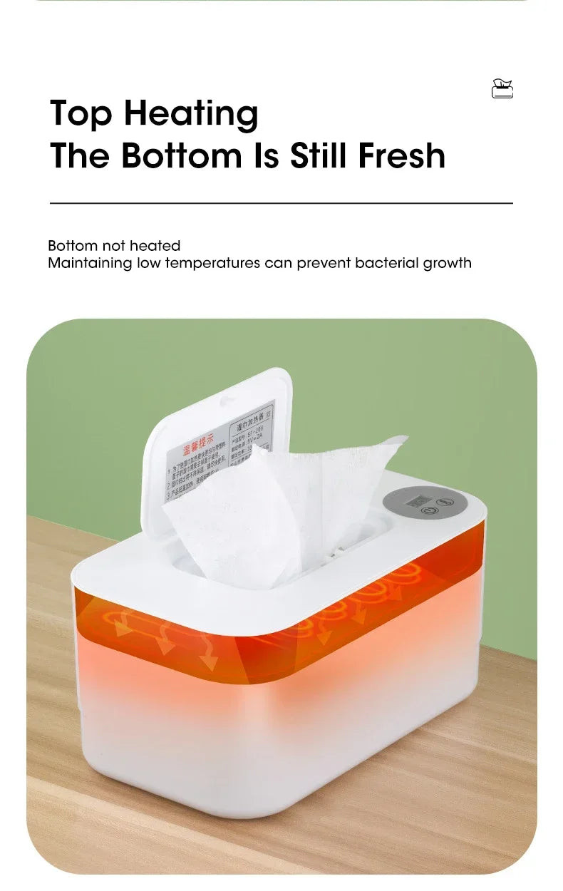 Portable USB Baby Wipe Warmer With LED Display Wet Towel Dispenser Heating Box For Home Car Travel Diaper Changing