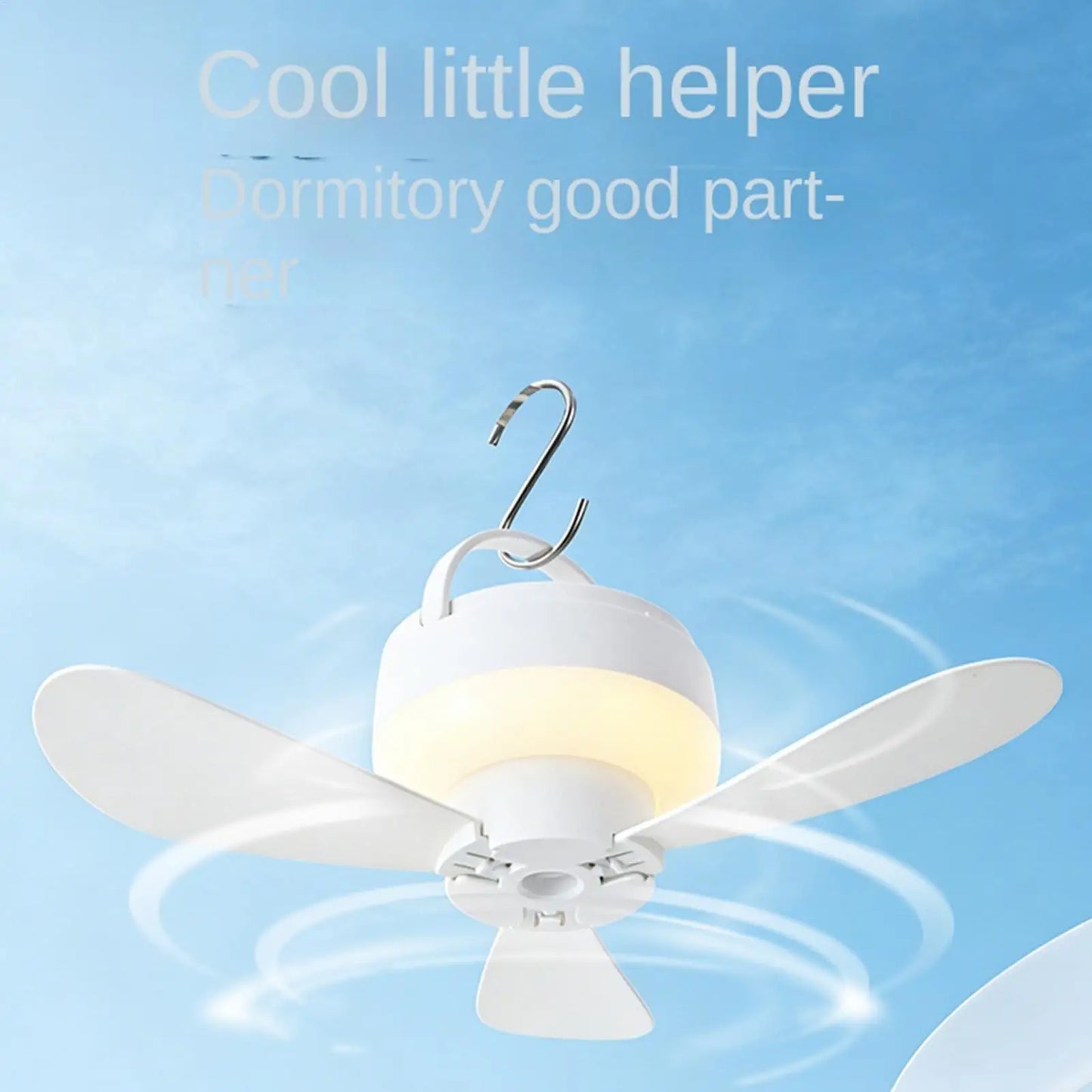 Ceiling Fan With LED Light and Remote Control USB Charging Household Outdoor Camping Tent Student Dormitory Bed Small Fan