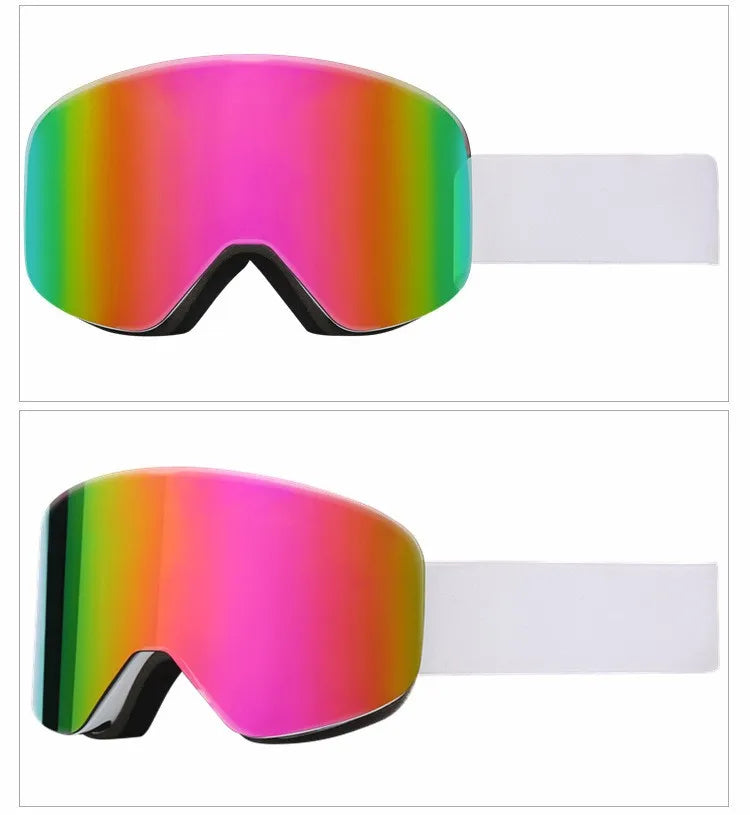Adult Ski Snowboard Goggles Unisex Double Anti-Fog UV400 Cylindrical Lens Skiing Eyewear Mask Snow Protection over Glasses