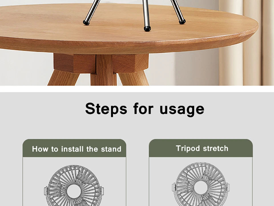 Remote Control Floor Table Air Cooler Mini Portable Wireless Ceiling Fan 360° Rotation 3-speed Wind For Camping Home Night Light
