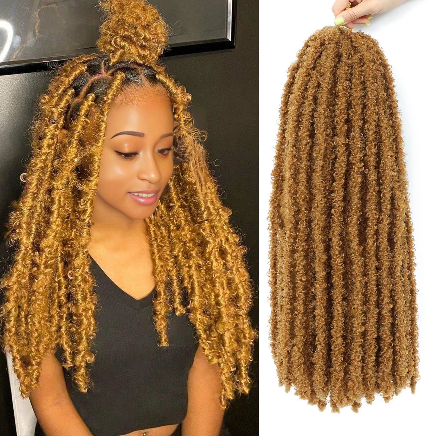 Butterfly Locs Crochet Hair 12-36 Inch Fairy Butterfly Locs Pre Looped Synthetic Distressed Faux Locs 9 Strands /Pack