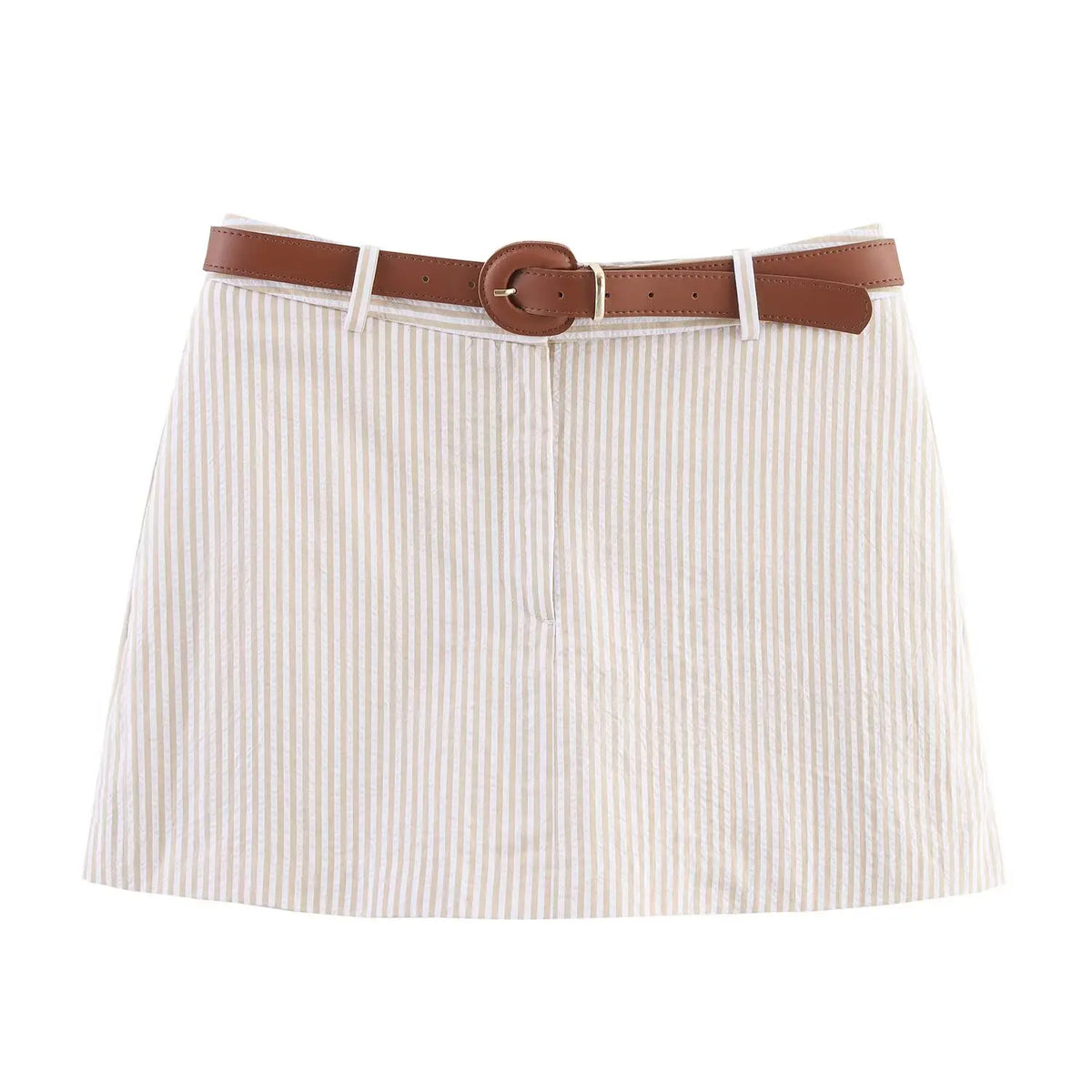 Women Casual Striped Skirts With Belted 2026 Summer Female High Waist A-Line Skirts Elegant Streetwear Lady Chic Shorts Skirts