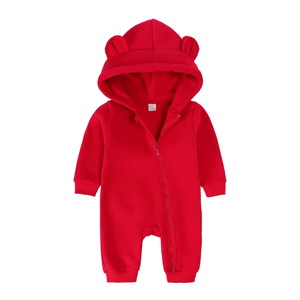 Baby Jumpsuits Rompers Winter Hooded Outfit Hoodies One-pieces Growings Zipper Jumpers Boys Girls Newborn 59-90cm Ropa De Bebe