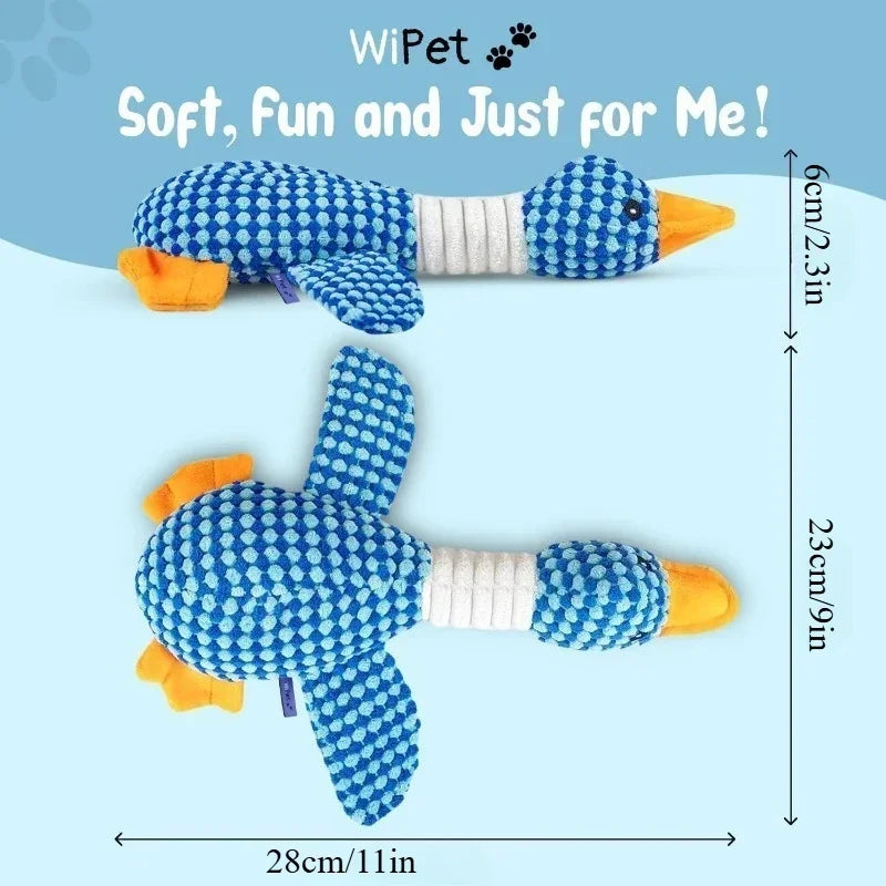 Pet Dog Toys Cute Goose Shape Plush Squeaky Chew Toy Bite Resistant Teeth Cleaning Interactive Stuffed Molar Pet Play Toys