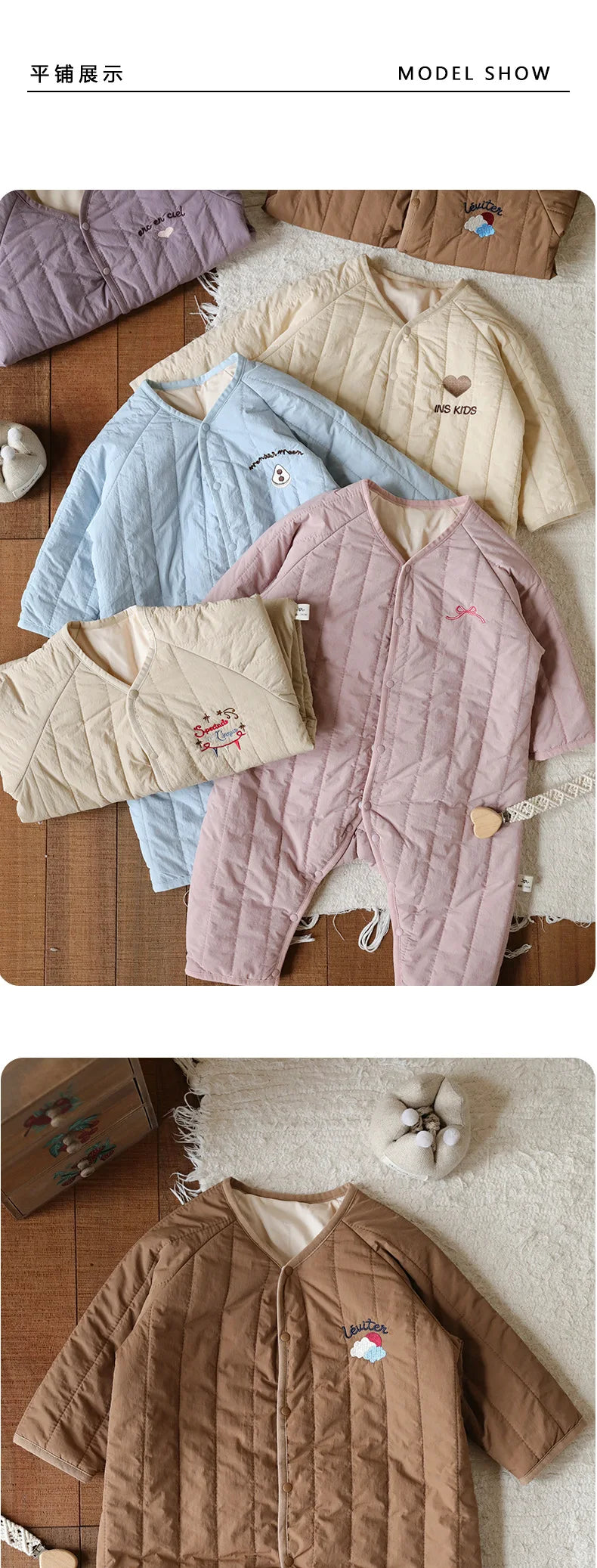 New Embroidered Baby Romper Autumn Winter Thicken Cotton One-piece Bodysuits for Boys Girls Outdoor Cotton Jacket Jumpsuit