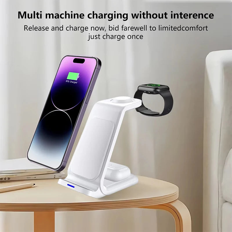 3-in-1 Wireless Charger Magnetic Stand 30W Output Power Travel Charger for iPhone Smart Watch Earphone with Holder