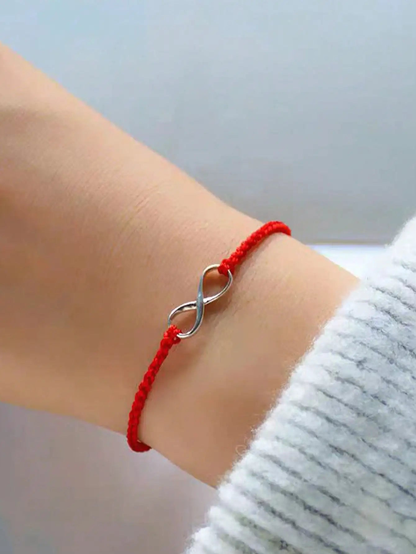 S925 Sterling Silver Infinity Symbol Red String Bracelet, Adjustable Braided Couple Bangle for Him Her, Love Gift with Gift Box