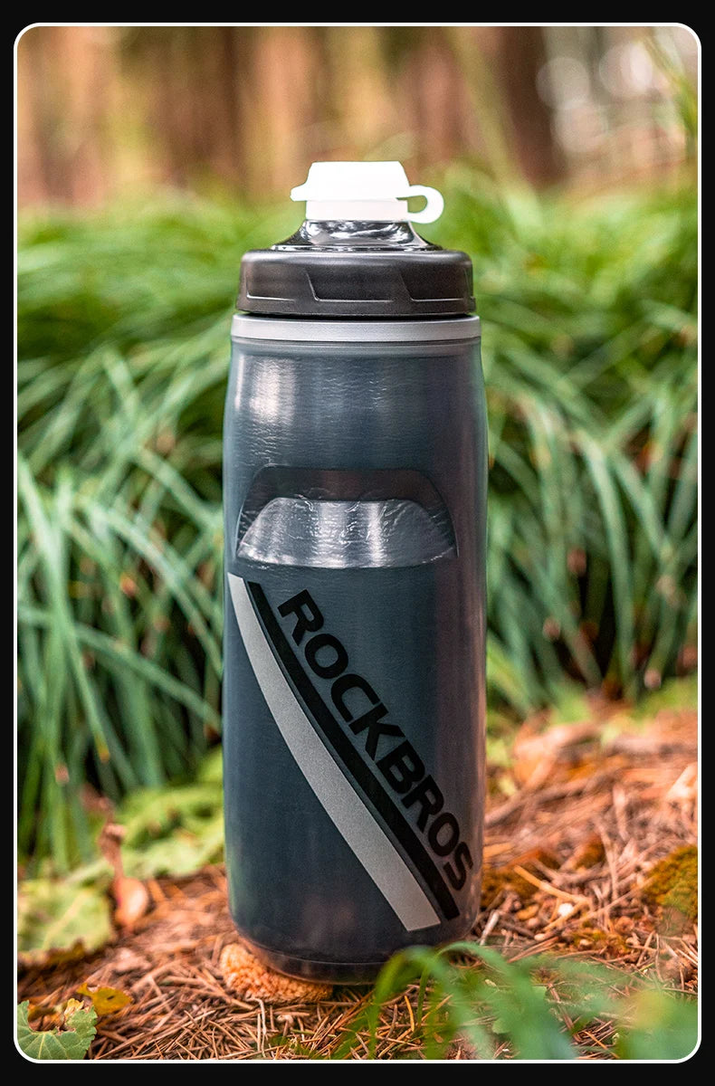 ROCKBROS 620ml Cycling Water Bottle Cold Water Insulated Thermal Silicone Bottle Outdoor Sports MTB Road Bike Bicycle Bottle