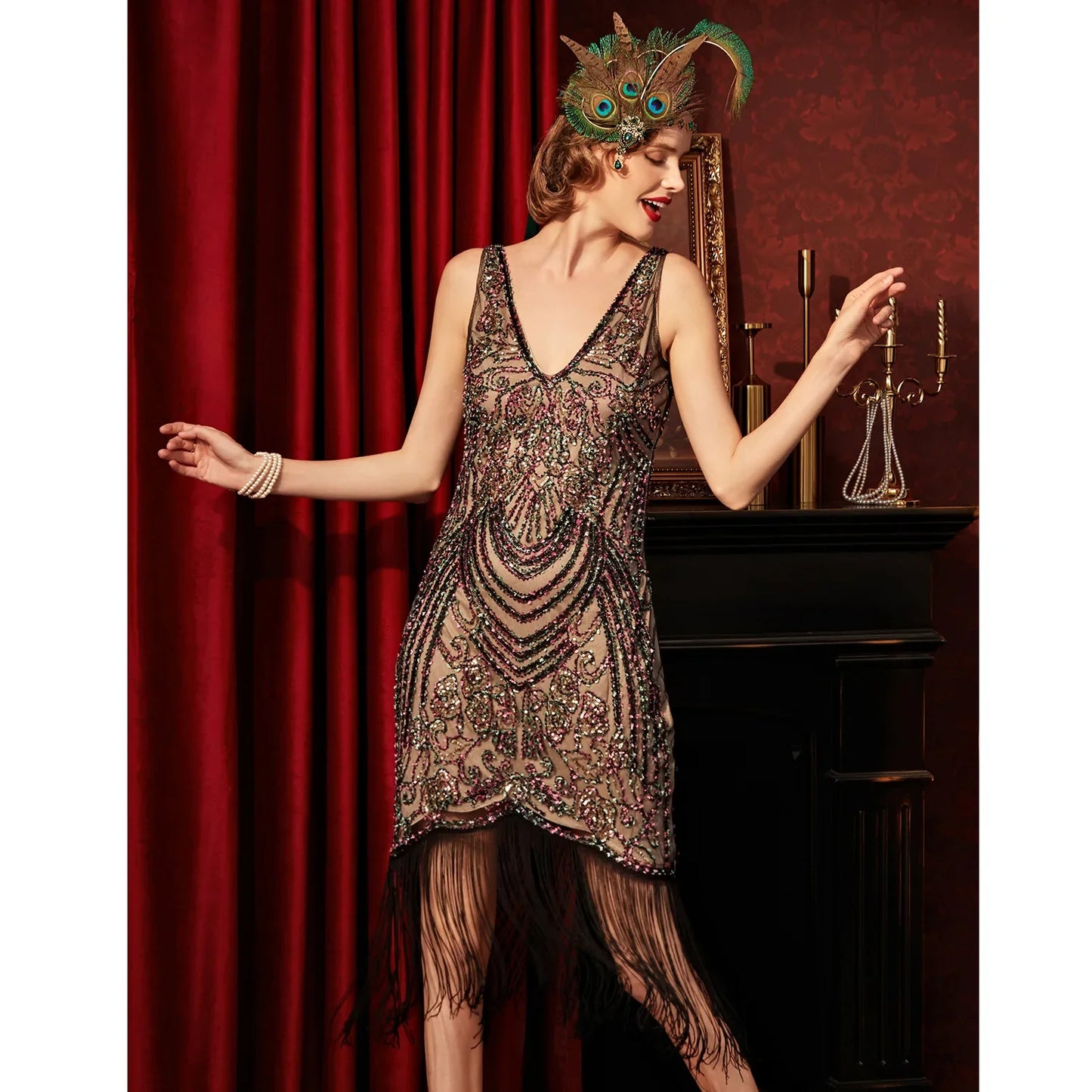 Sexy Women's 1920s Flapper Dress Vintage Swing Fringed Gatsby Roaring 20s Ladies Dress Wedding Evening Party Cocktail Dress Hot
